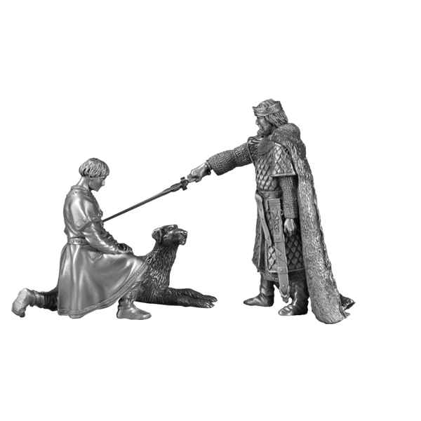 Figurines etains L\\\'adoubement de Perceval par le roi Arthur- -AD019