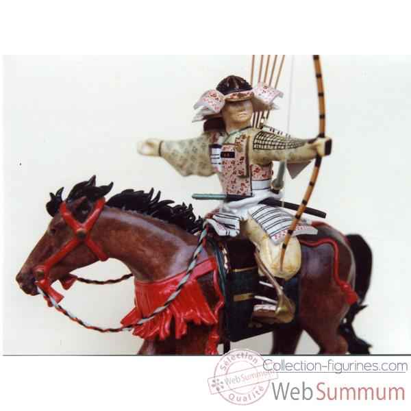 Figurine Samourai peinte Gilles Carda Cavalier Arc violet -36C
