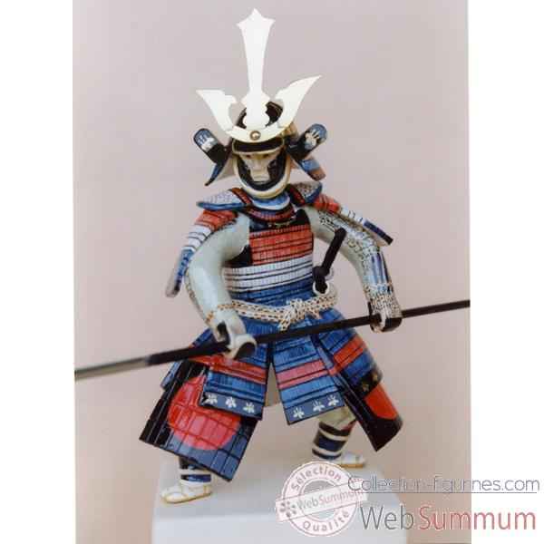 Figurine Samourai peinte Gilles Carda Yari Soleil rouge -48C