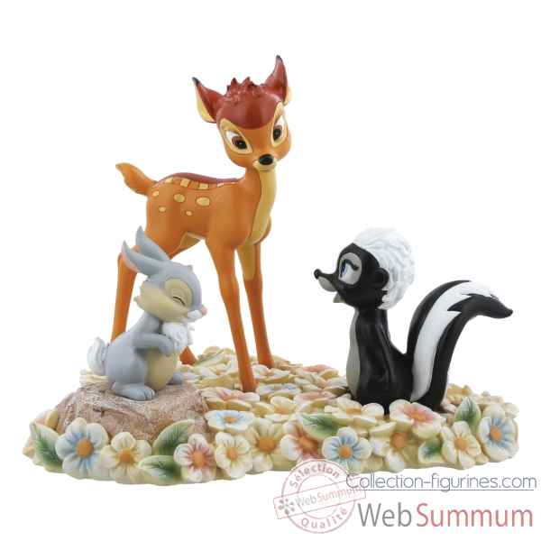 Figurine pretty flower-bambi, thumper and flower collection disney enchante -A28730