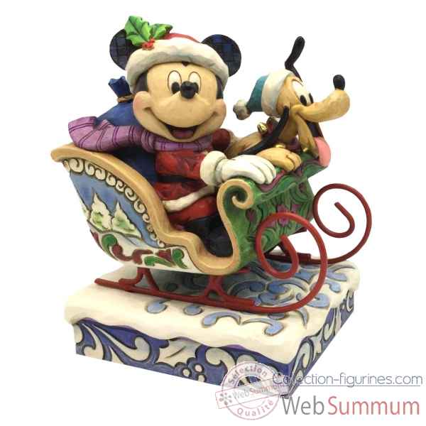Statuette Mickey in sleigh with reindeer pluto Figurines Disney Collection -4052003