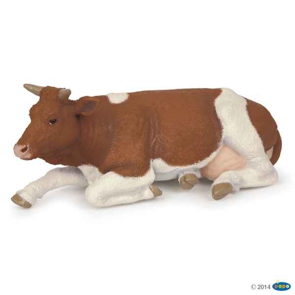 Figurine Vache simmental couchee Papo -51151