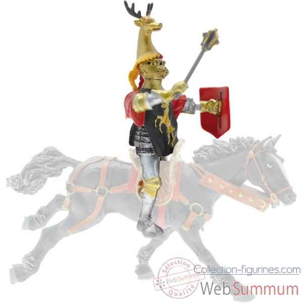 Collection les dragons chevalier cimier cerf, noir et or ( cavalier ou pieton) figurine sans chevalet Figurine Plastoy 62037
