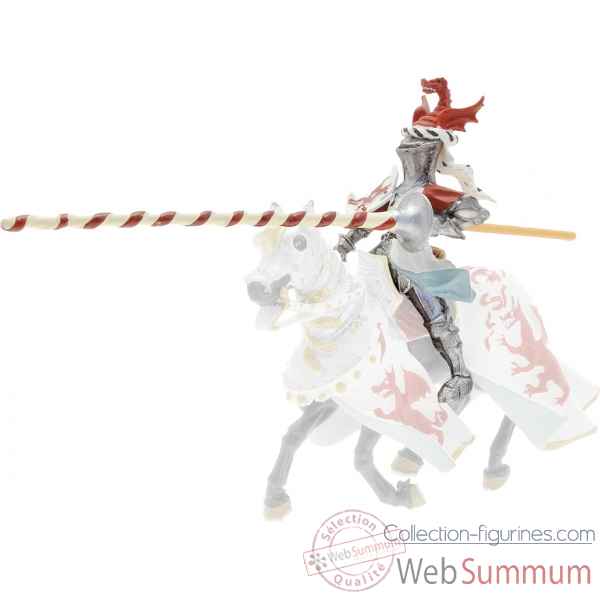 Collection les dragons chevalier cimier dragon, rouge et blanc (cavalier) figurine sans chevalet Figurine Plastoy 62013