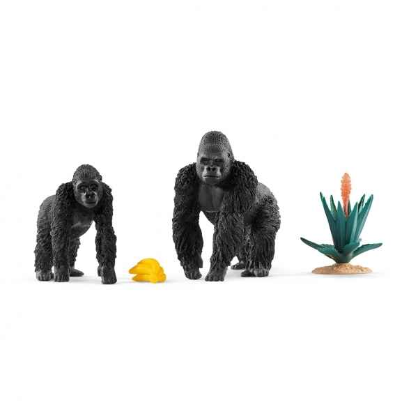 Figurine gorilles en qute de nourriture schleich -42382