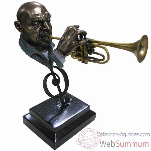 Figurine resine facon metal trompette Statue Musicien -Y10ZP-718