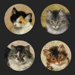 Animaux-Bois-Animaux-Bronzes.com propose Set de sous verre Chat Ronner-Knip 3dMouseion -CS10RK