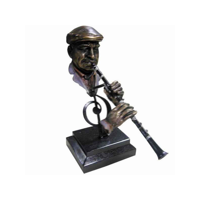 Figurine résine façon métal clarinette Statue Musicien -Y10ZP -716