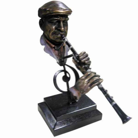 Figurine résine façon métal clarinette Statue Musicien -Y10ZP -716