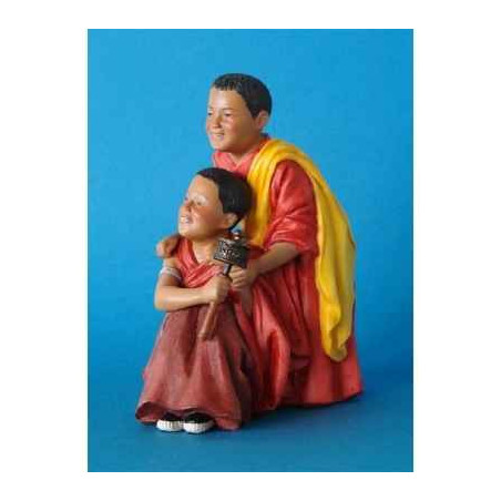 Figurine tibet cimba+zonpa boys prayer wheel - tib003
