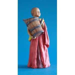Figurine tibet temba boy w wooden tub col - tib008