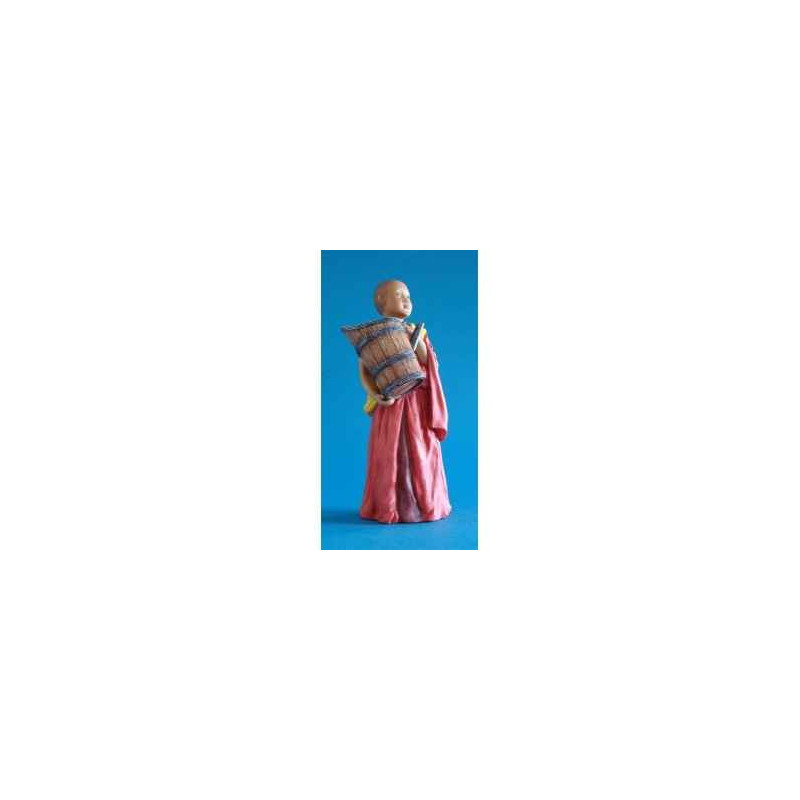 Figurine tibet temba boy w wooden tub col - tib008