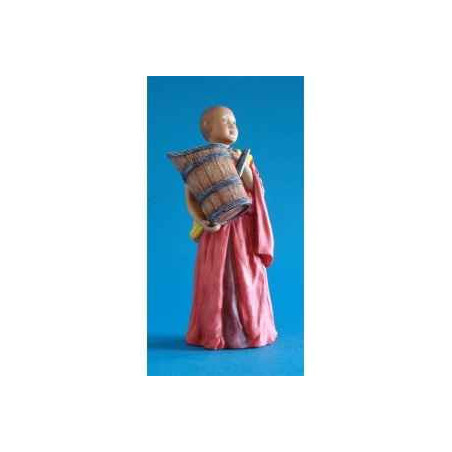 Figurine tibet temba boy w wooden tub col - tib008