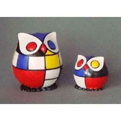 Figurine ménagerie géométrique - chouettes - meg02
