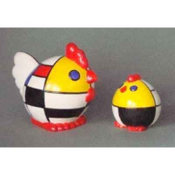 Figurine ménagerie géométrique - poules  - meg06