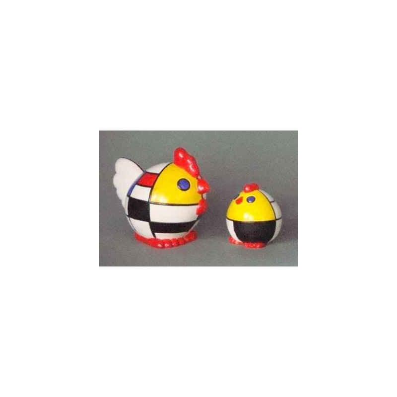 Figurine ménagerie géométrique - poules  - meg06
