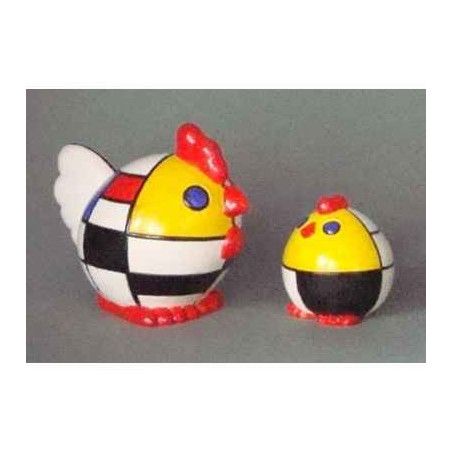 Figurine ménagerie géométrique - poules  - meg06