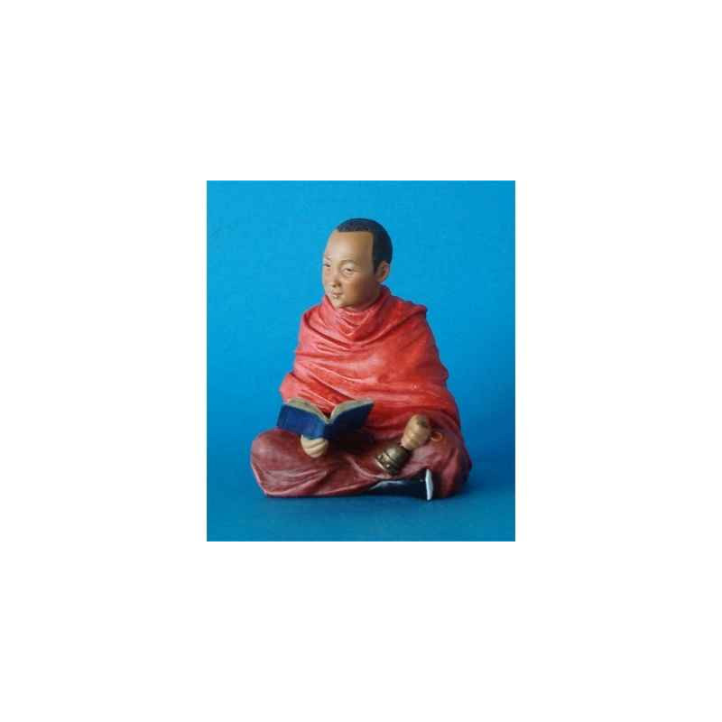 Figurine tibet kunchen lama reading colour  - tib010