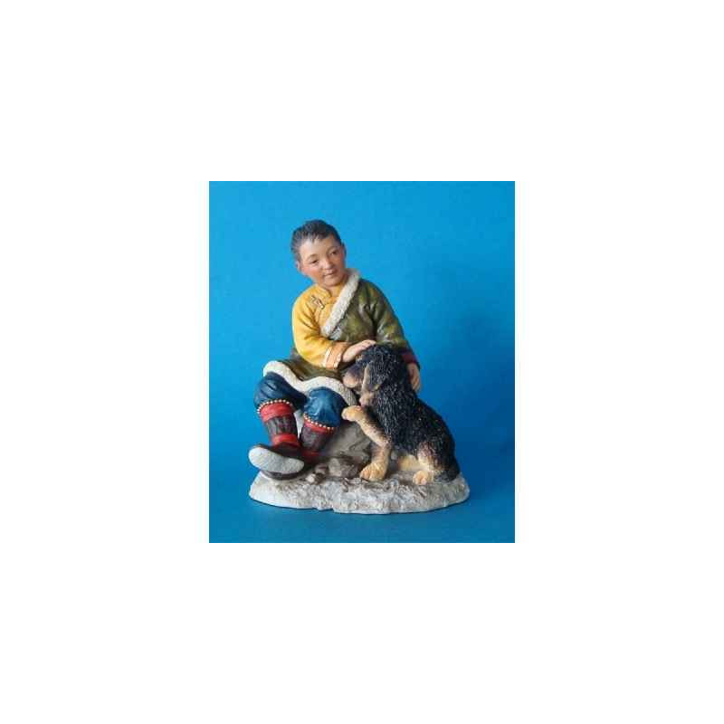 Figurine tibet jampo boy w dog colour  - tib009
