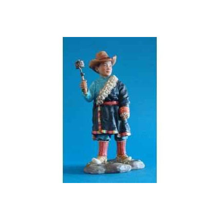 Figurine tibet rabten boy w wheel hat col - tib007