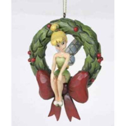 Tinker bell on wreath hanging ornament Figurines Disney Collection -A23458