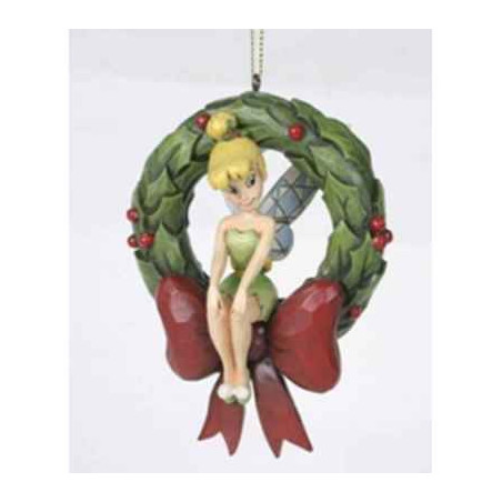 Tinker bell on wreath hanging ornament Figurines Disney Collection -A23458