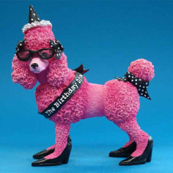 Figurine Anniversaire Caniche rose -HB16928