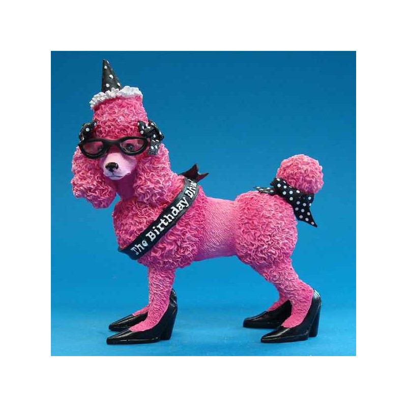 Figurine Anniversaire Caniche rose -HB16928