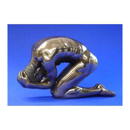 Figurine Body Talk  - Homme bronze Man 2 hands round head kn.  - WU72468