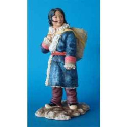 Figurine tibet anil girl w basket col - tib006