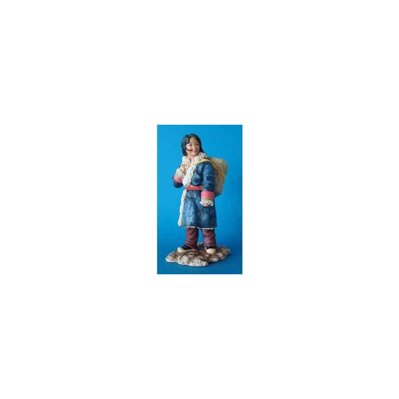 Figurine tibet anil girl w basket col - tib006