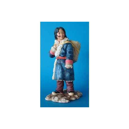 Figurine tibet anil girl w basket col - tib006