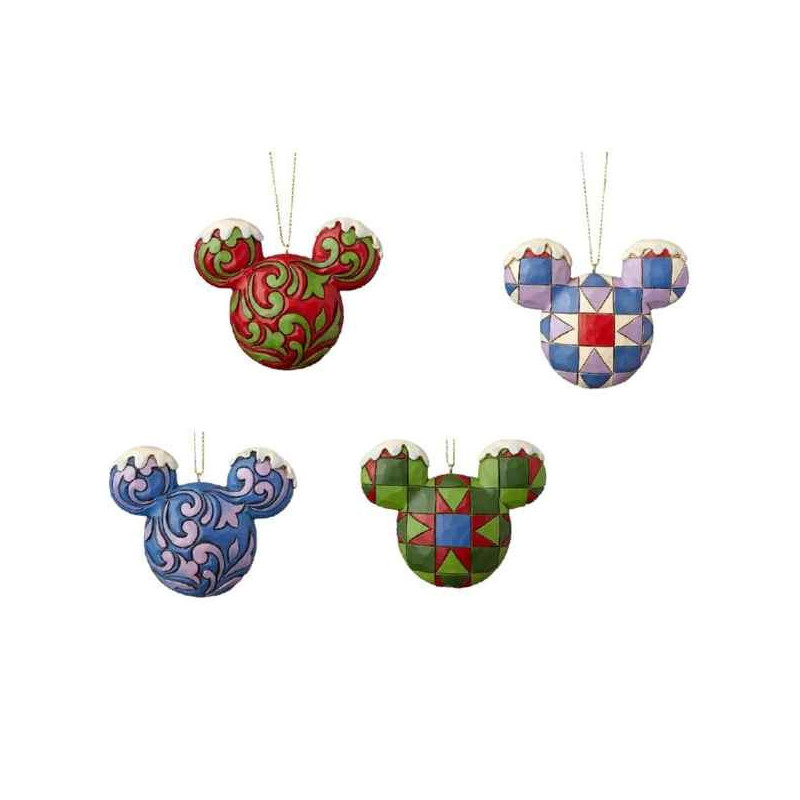 Figurine mickey mouse head hanging ornament set collection disney trad -A29543