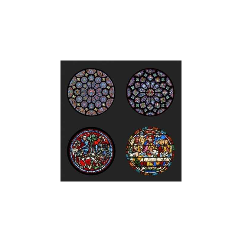 Lot de 4 sous -verres motif vitraux de la Cathédrale de Chartres CS08CHA