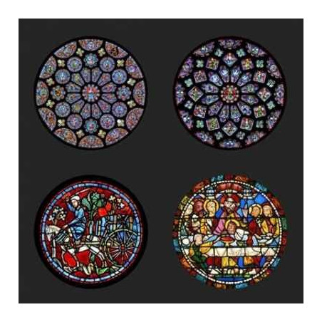 Lot de 4 sous -verres motif vitraux de la Cathédrale de Chartres CS08CHA