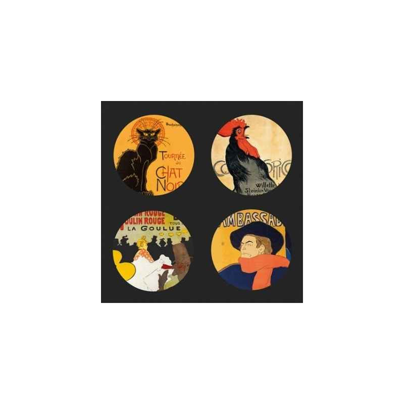Lot de 4 sous -verres motif La belle époque Parisienne CS09PAR