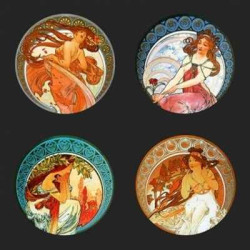 Lot de 4 sous -verres motif oeuvres de Mucha CS03MUC