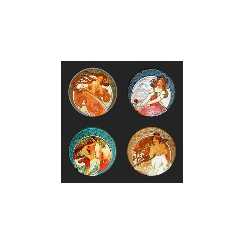 Lot de 4 sous -verres motif oeuvres de Mucha CS03MUC