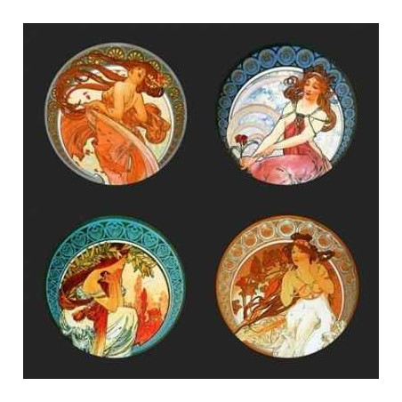 Lot de 4 sous -verres motif oeuvres de Mucha CS03MUC