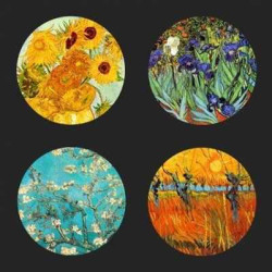 Lot de 4 sous verre diam.10cm Vincent Van Gogh dans support CS01GOG