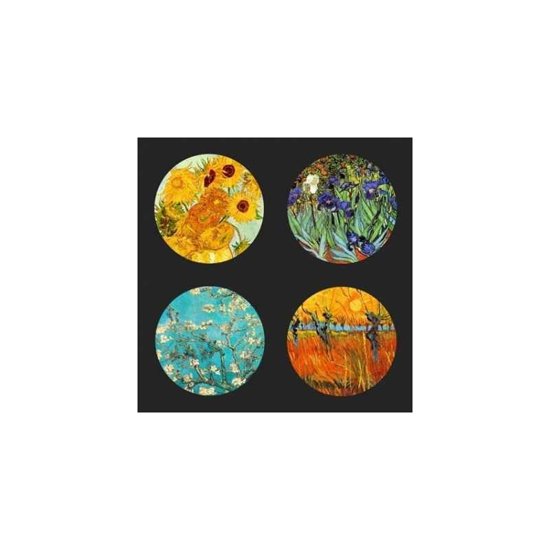 Lot de 4 sous verre diam.10cm Vincent Van Gogh dans support CS01GOG