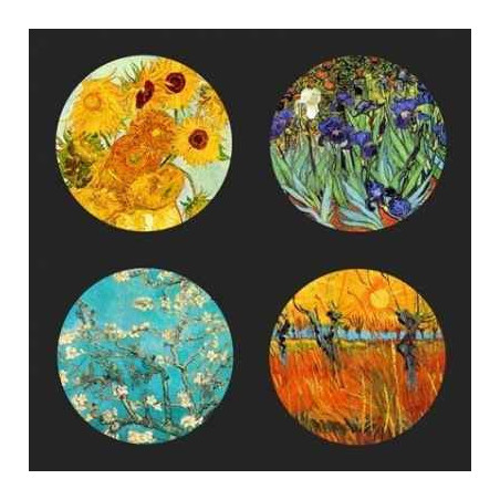Lot de 4 sous verre diam.10cm Vincent Van Gogh dans support CS01GOG