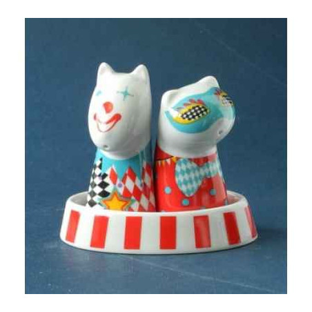 Animaux-Bois-Animaux-Bronzes propose Figurine sel et poivre chien et chat carnival de top choice -PTC089