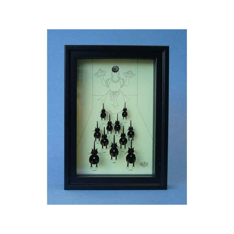 Animaux-Bois-Animaux-Bronzes.com propose Tableau Les Chats de Dubout A table -DUB47