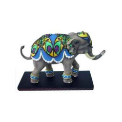 Figurine Elephant Tusk Peacock  -TU13050