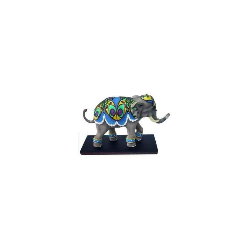 Figurine Elephant Tusk Peacock  -TU13050