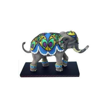 Figurine Elephant Tusk Peacock  -TU13050