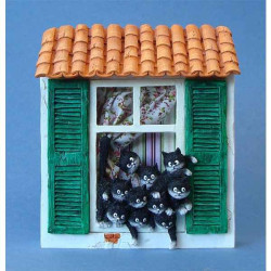 Animaux-Bois-Animaux-Bronzes.com propose Tableau Les Chats de Dubout Les guetteurs -DUB44 (2)