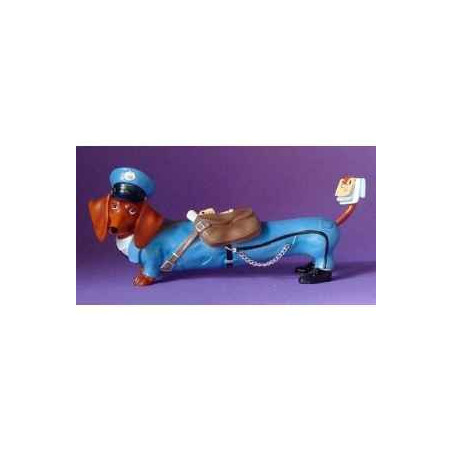 Figurine hot diggity chien teckel mailman  - hot16480