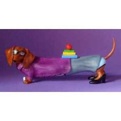 Figurine hot diggity chien teckel teacher  - hot16481